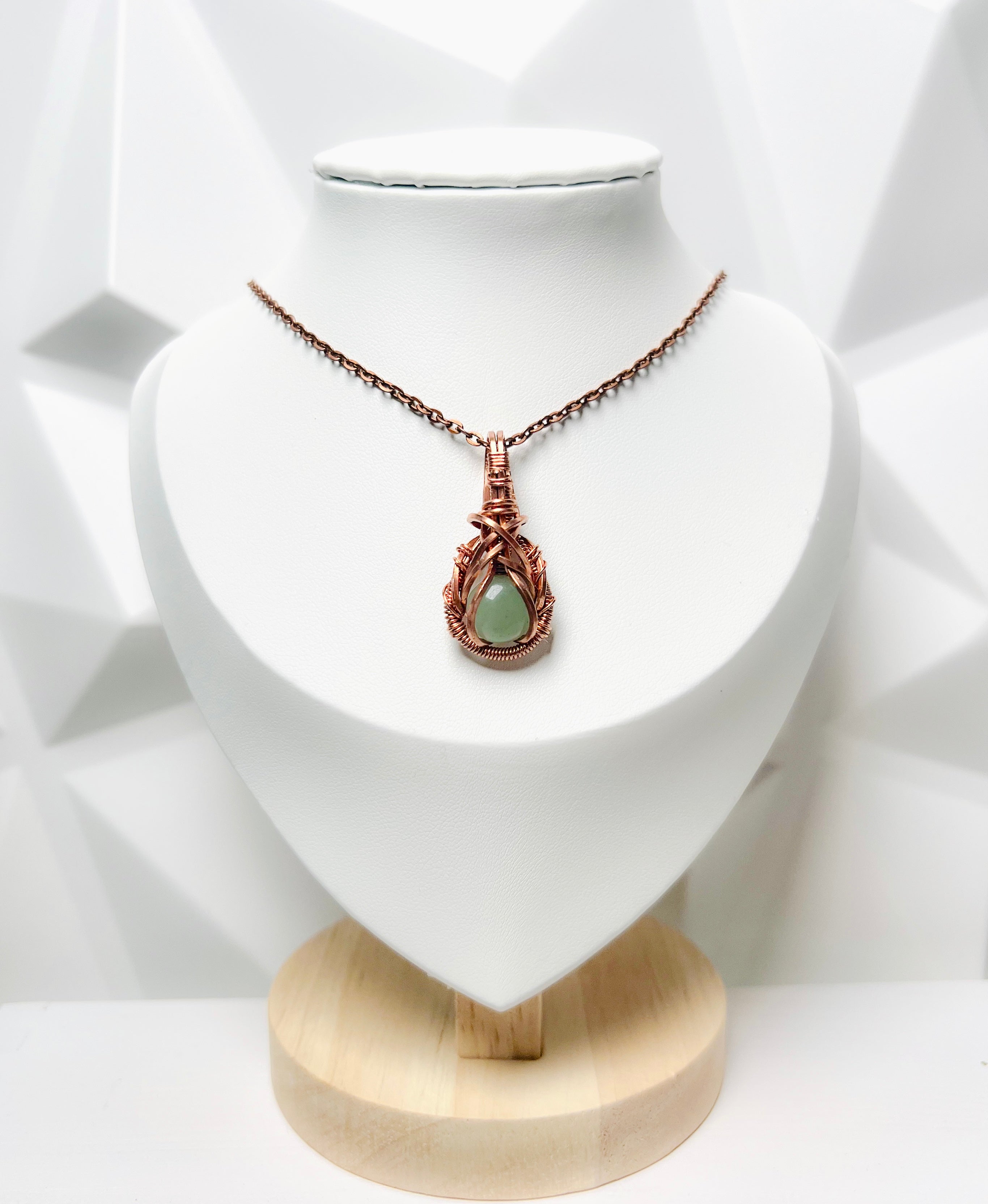 Small Copper & Aventurine Pendant Necklace