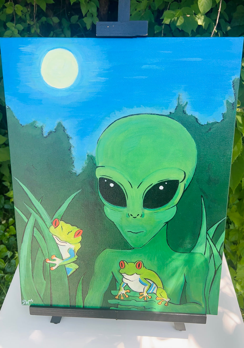 “The Observer” 2025 | Alien and Frog Painting