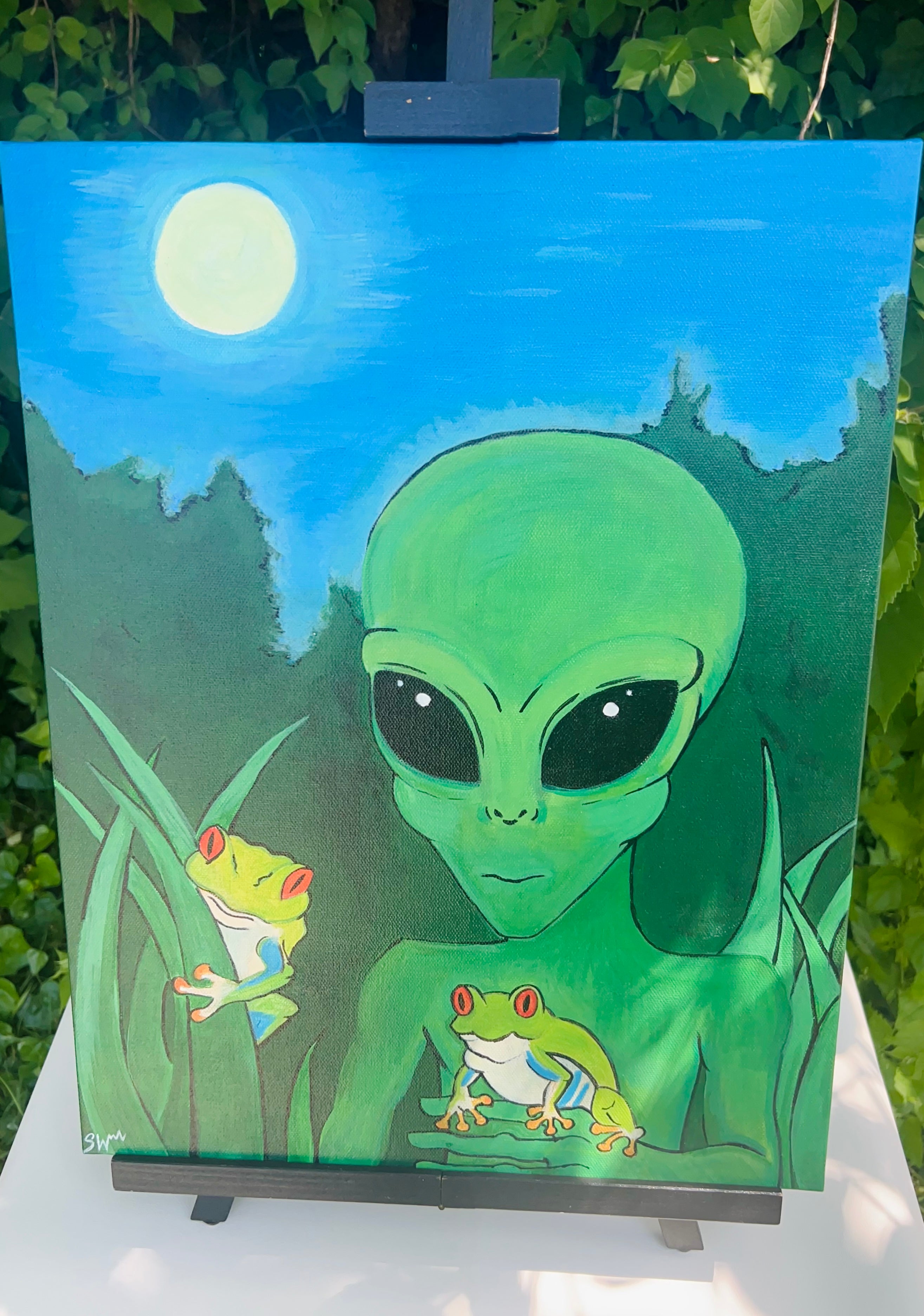 “The Observer” 2025 | Alien and Frog Painting