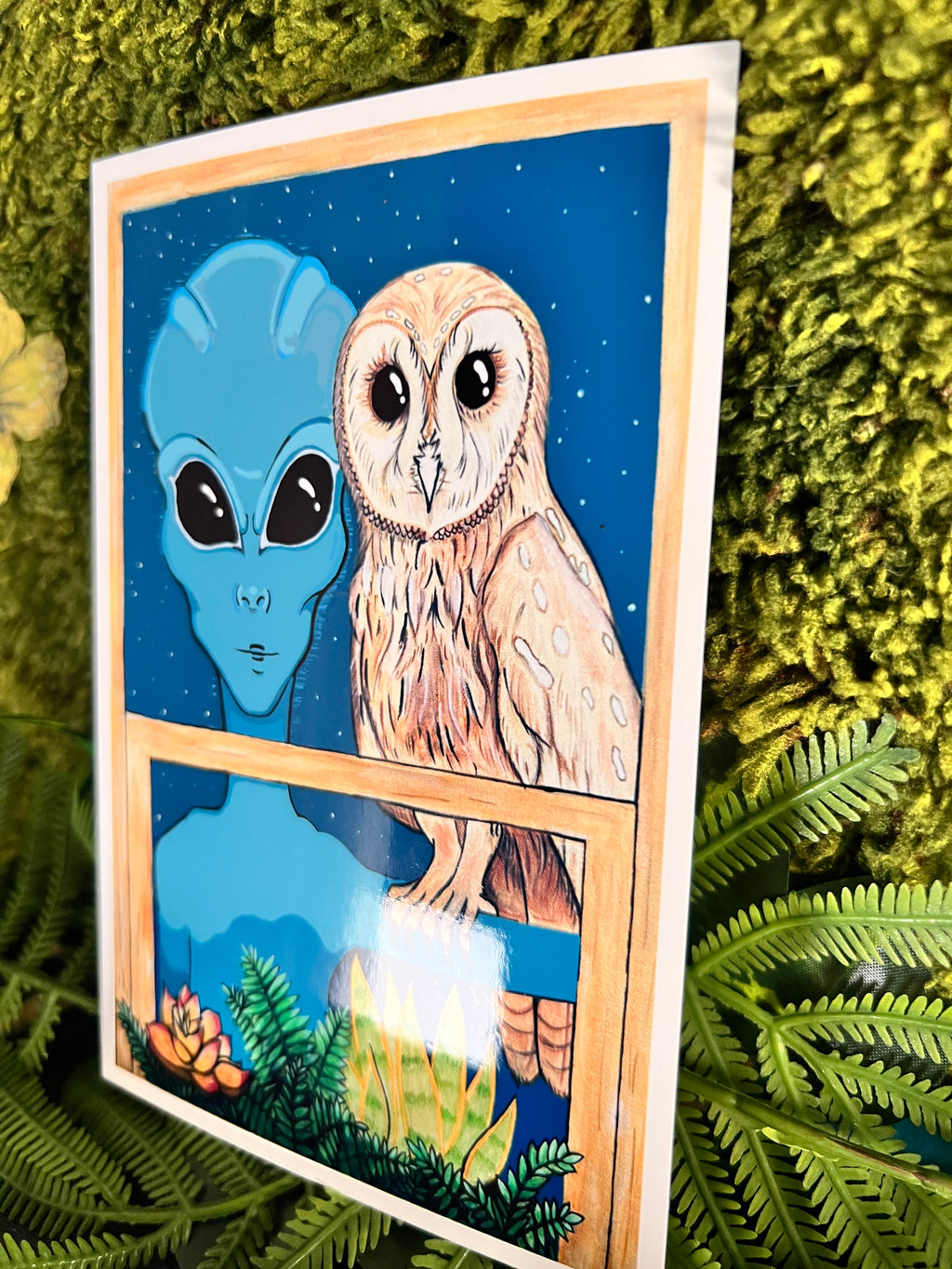 “The Watcher” 2025 SMALL Alien Art Print | 4 x 6 inch Alien Art Print | Small Art Print | SWCreationZ