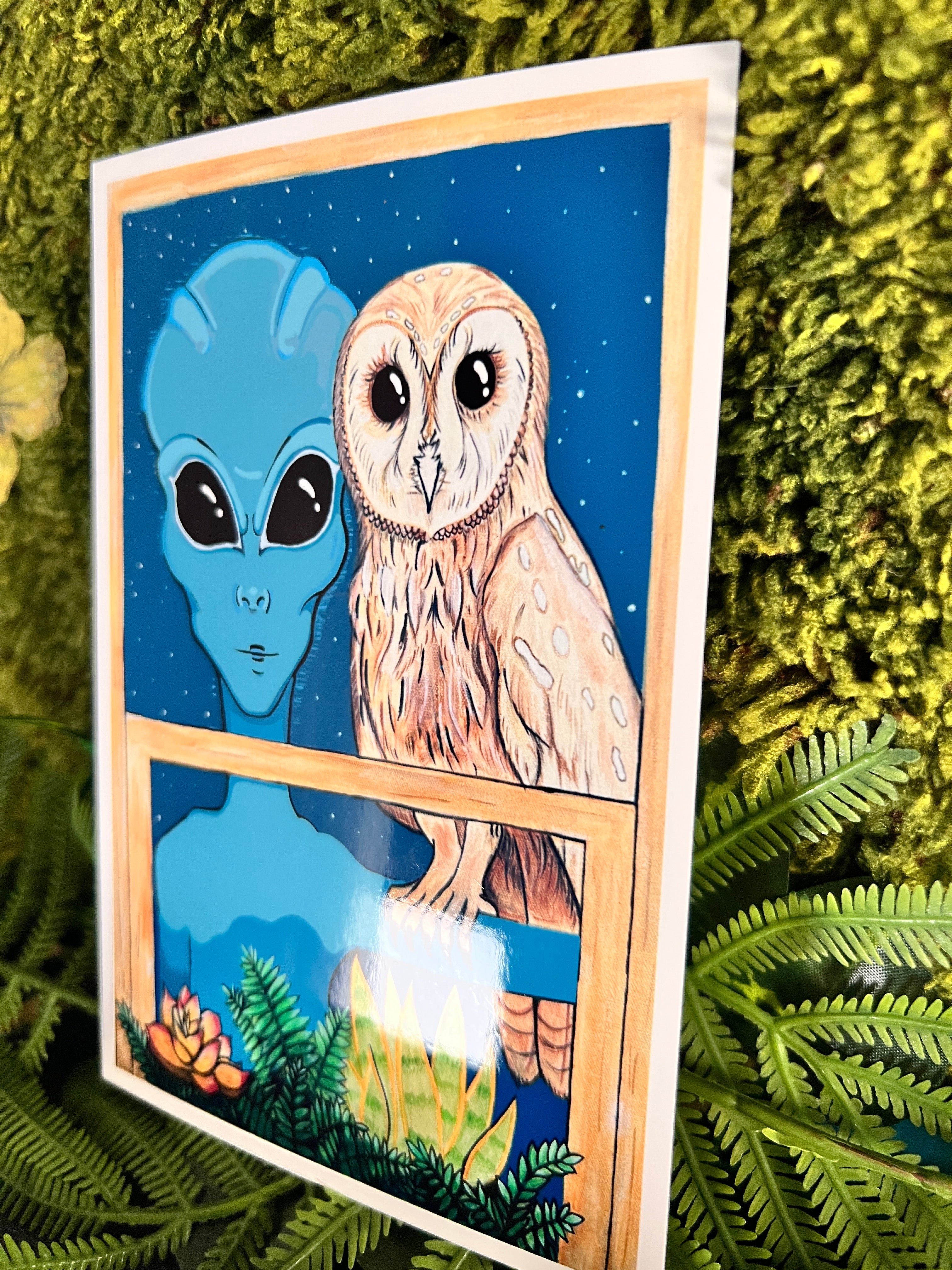 “The Watcher” 2025 SMALL Alien Art Print | 4 x 6 inch Alien Art Print | Small Art Print | SWCreationZ