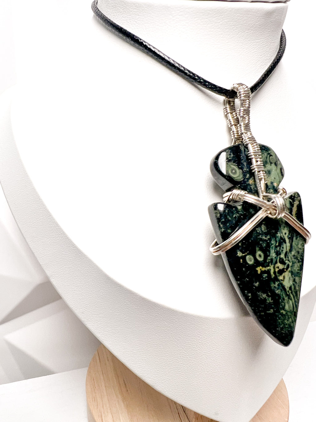 Kambaba Jasper Arrowhead Sterling Silver Pendant Necklace