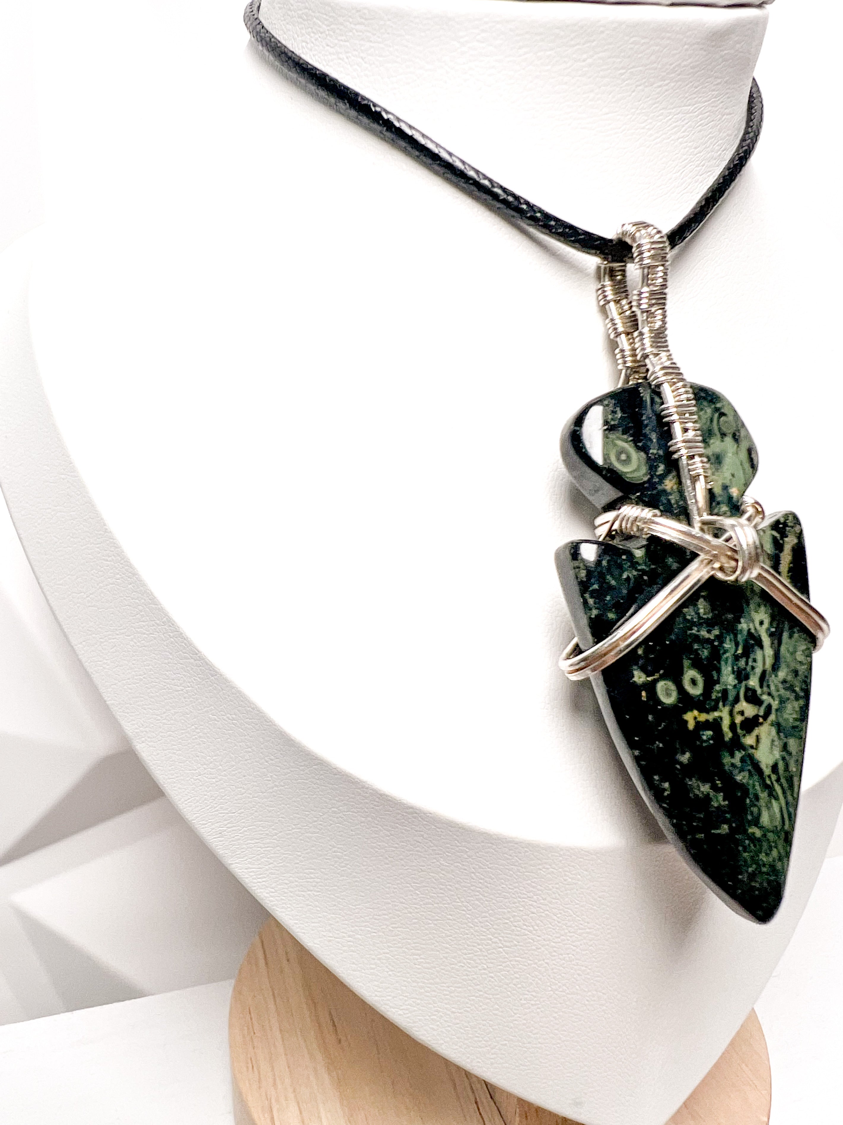Kambaba Jasper Arrowhead Sterling Silver Pendant Necklace
