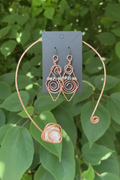 Hematite & Glass Bead Earring and Neck Cuff Jewelry Set | Copper Jewelry Set