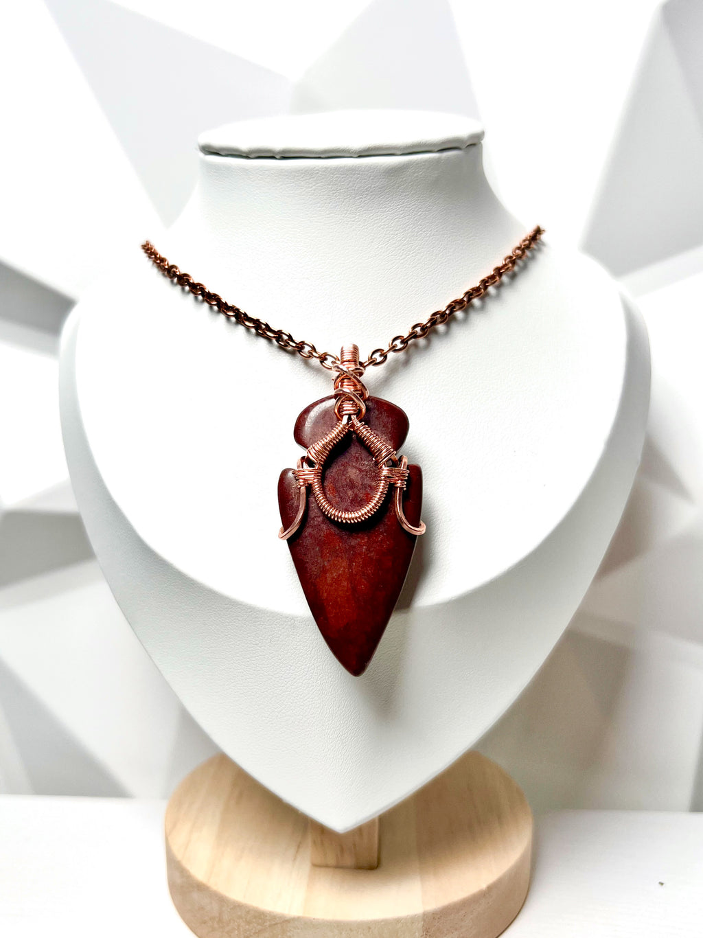 Jasper & Copper Wire Wrapped Pendant Necklace