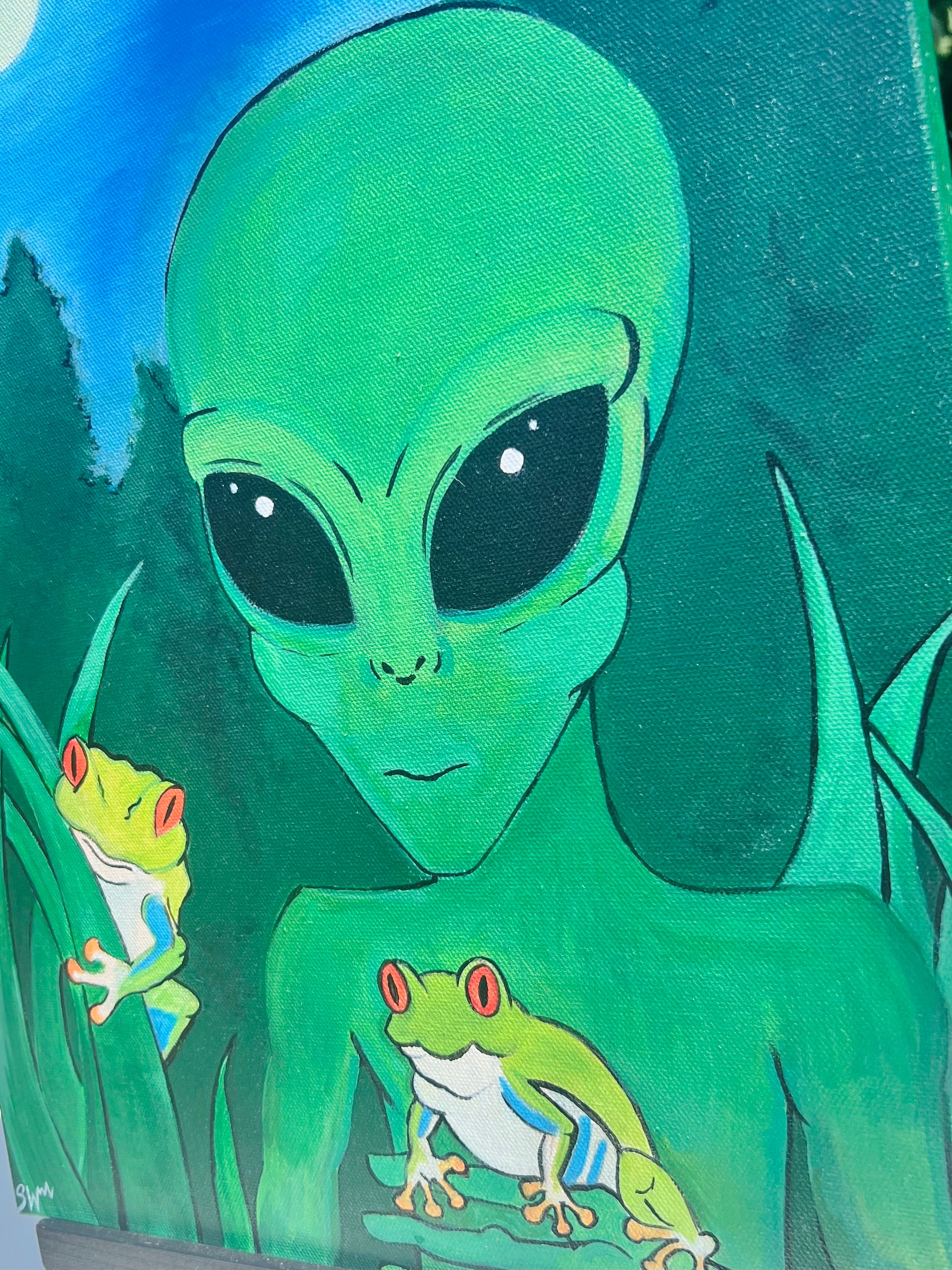 “The Observer” 2025 | Alien and Frog Painting