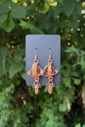 Orange Aura Quartz Copper Earrings | Wire-Wrapped Gemstone Dangle | Sealed Copper |SWCreationZ