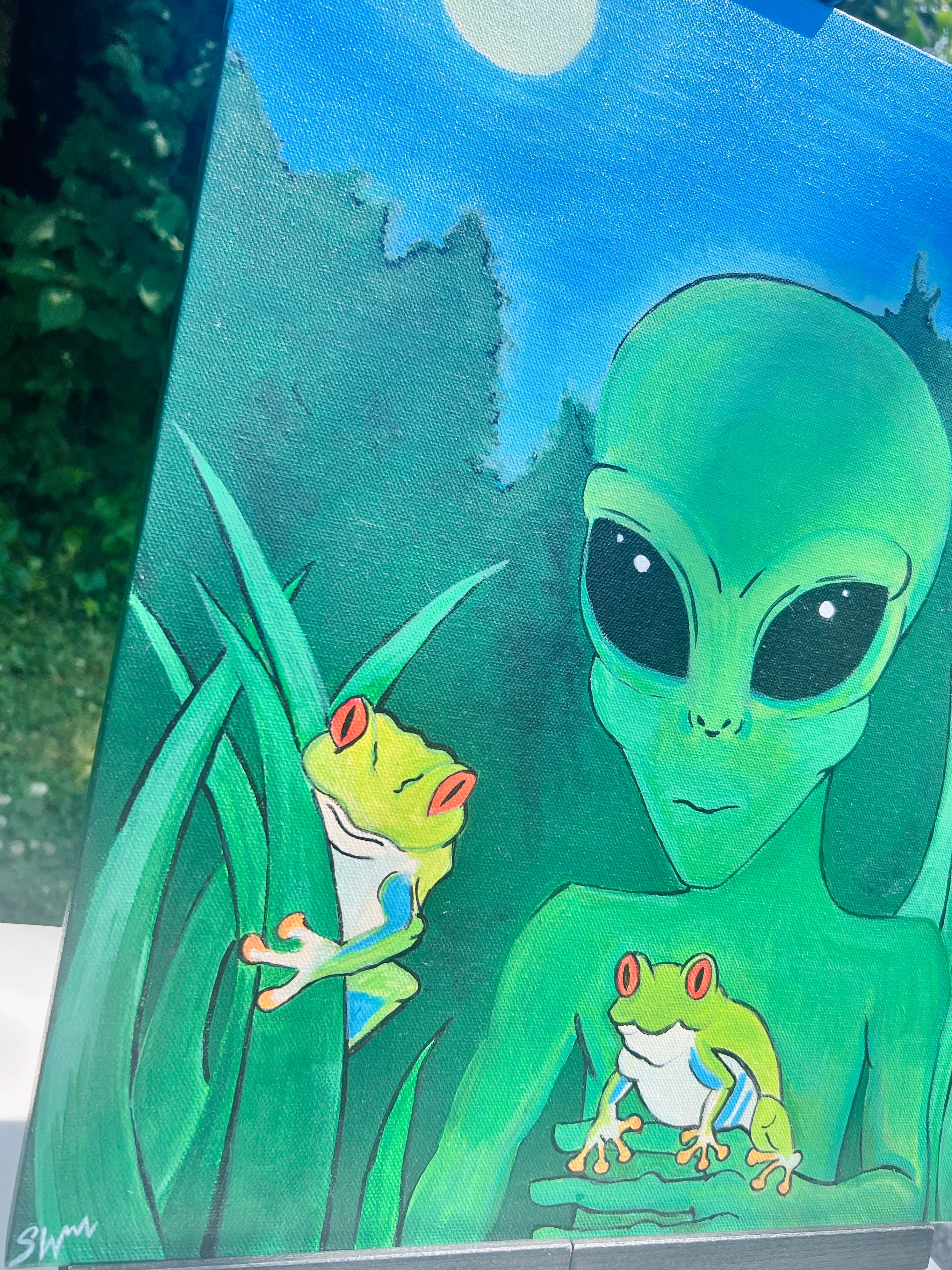 “The Observer” 2025 | Alien and Frog Painting