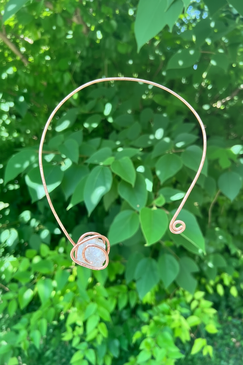 Copper & Druzy Quartz Neck Cuff | Wire Wrapped Neck Cuff