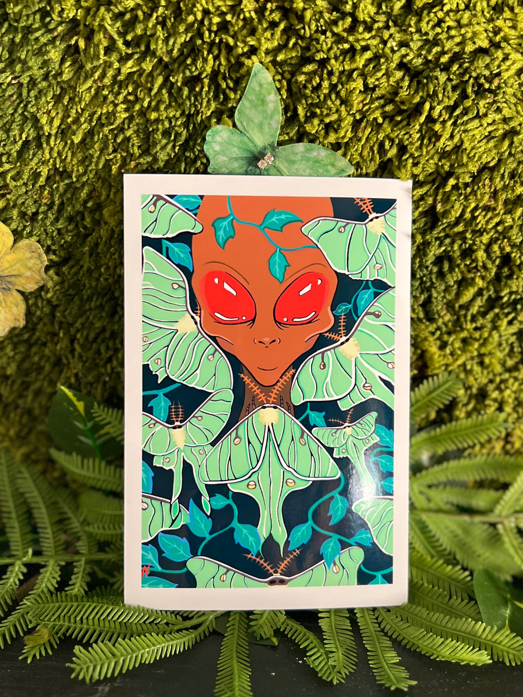 Nocturnal Luna Moth Alien Art Print 2026 | Insectoid Red Eyed Alien | Cel-Shaded Cosmic Art | Multiple Sizes | SWCreationZ