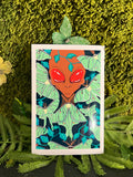 4x6in Nocturnal Luna Moth Alien Art Print 2026 | Insectoid Red Eyed Alien | Cel-Shaded Cosmic Art | SWCreationZ