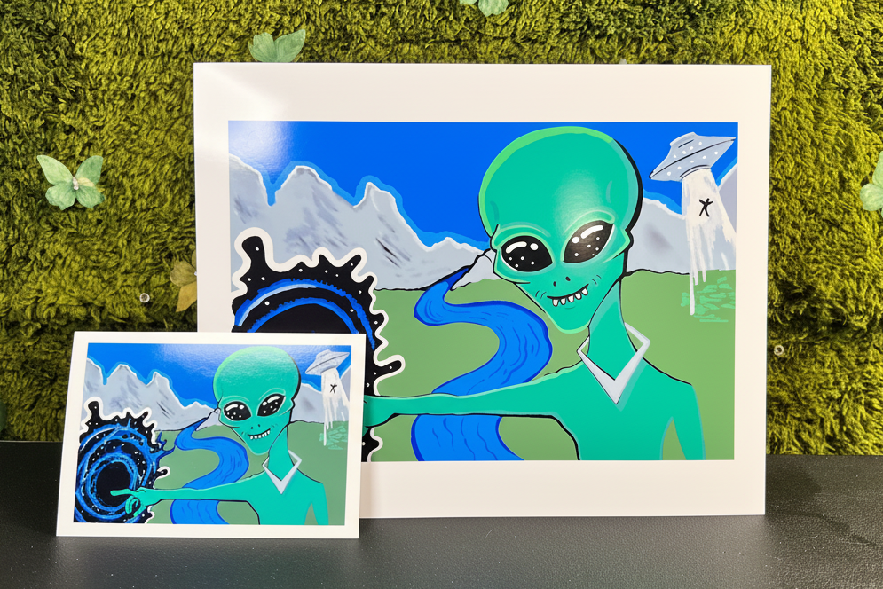 “The Void Keeper” Art Print 2026 | Pop Art Alien Art | Alien Pointing Into Void| SWCreationZ