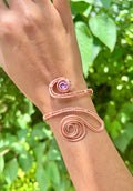 Copper & Amethyst Spiral Bracelet | Wire Wrapped Bracelet