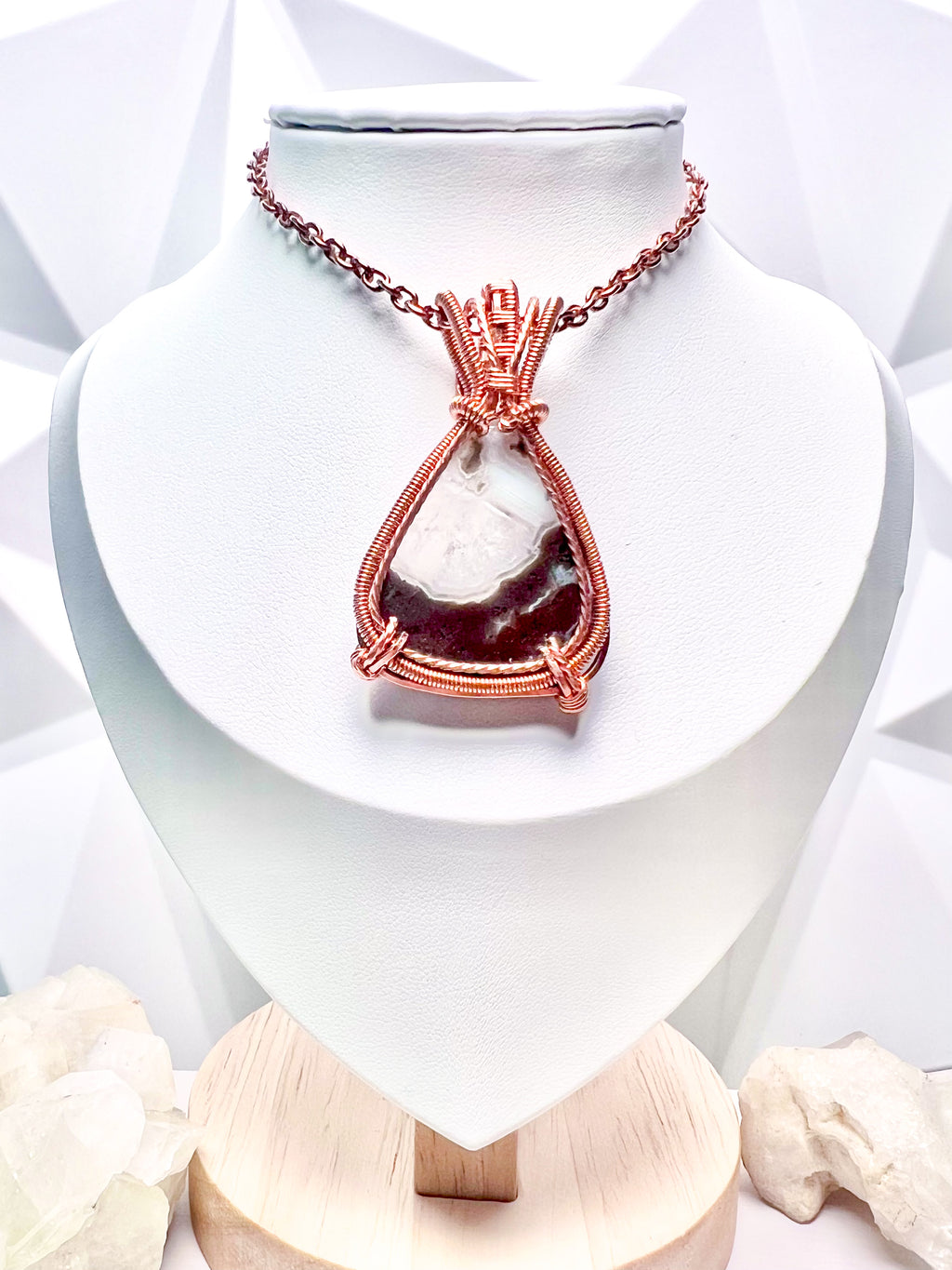 Copper Wire Wrapped Thunder Agate | High Quality Thunder Agate Gemstone Necklace