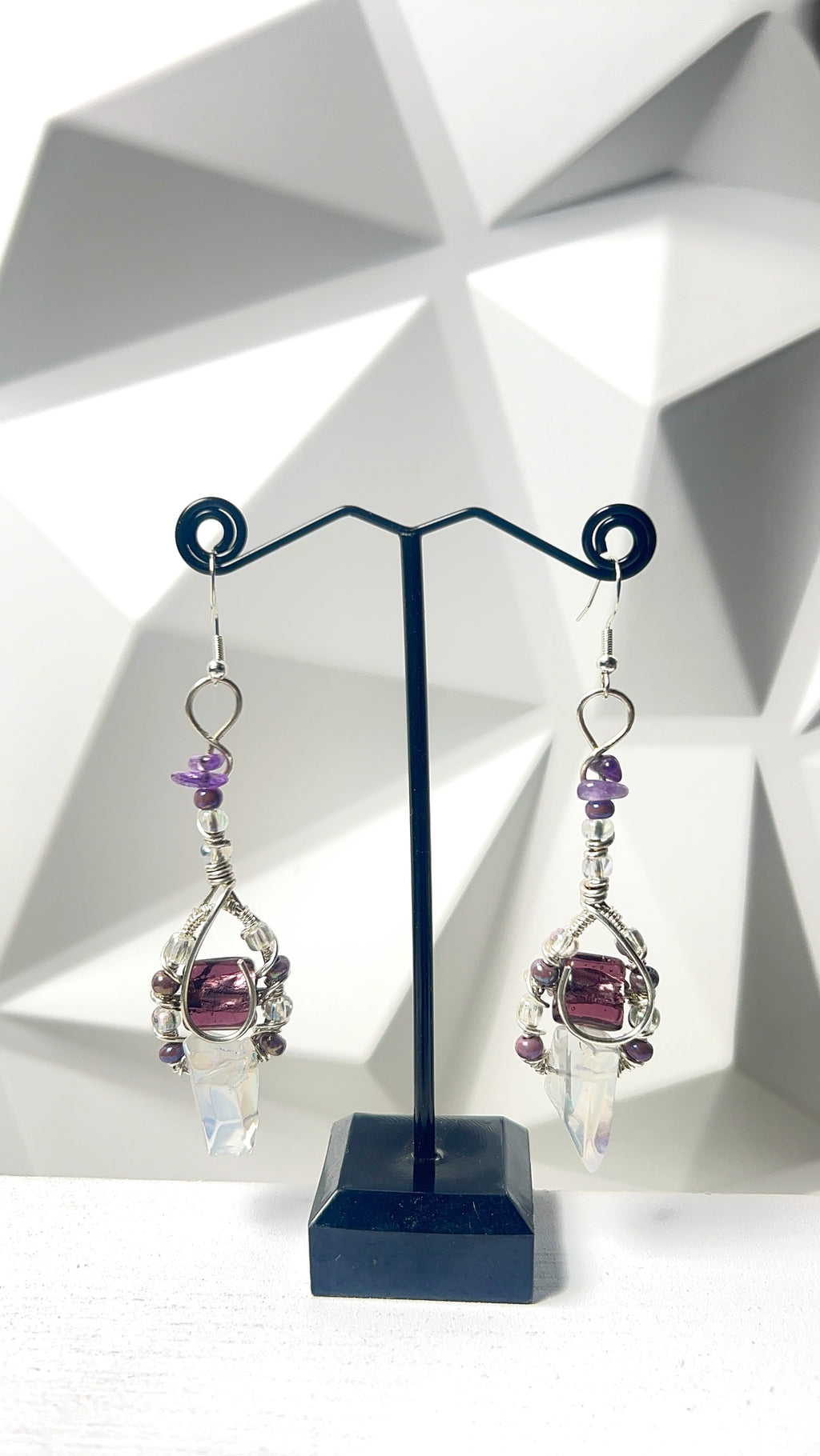 Statement Crystal Dangle Sterling Silver Earrings