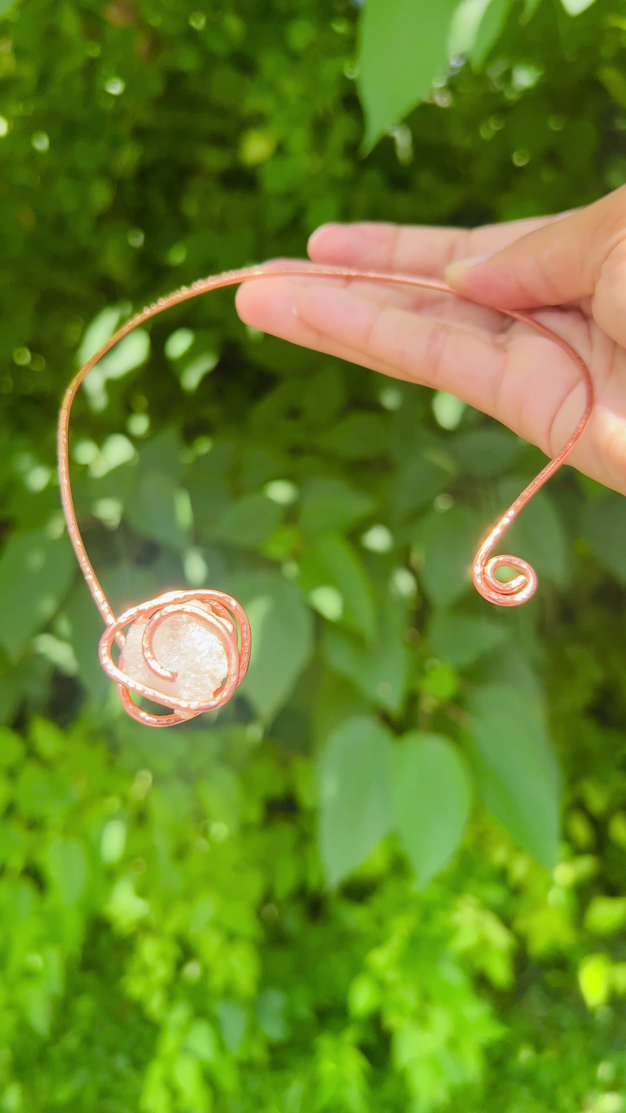 Copper & Druzy Quartz Neck Cuff | Wire Wrapped Neck Cuff