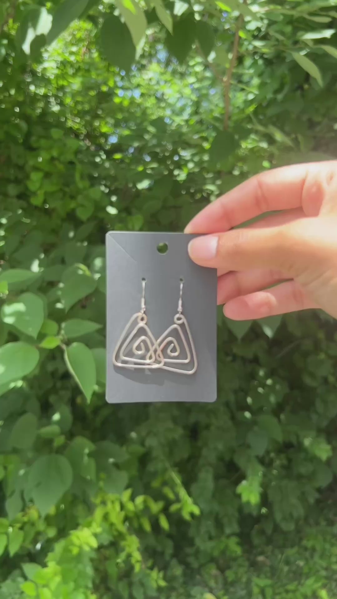 Sterling Silver .925 Geometric Triangle Earrings | Minimalist Earrings| Handmade Triangle Spiral Earrings