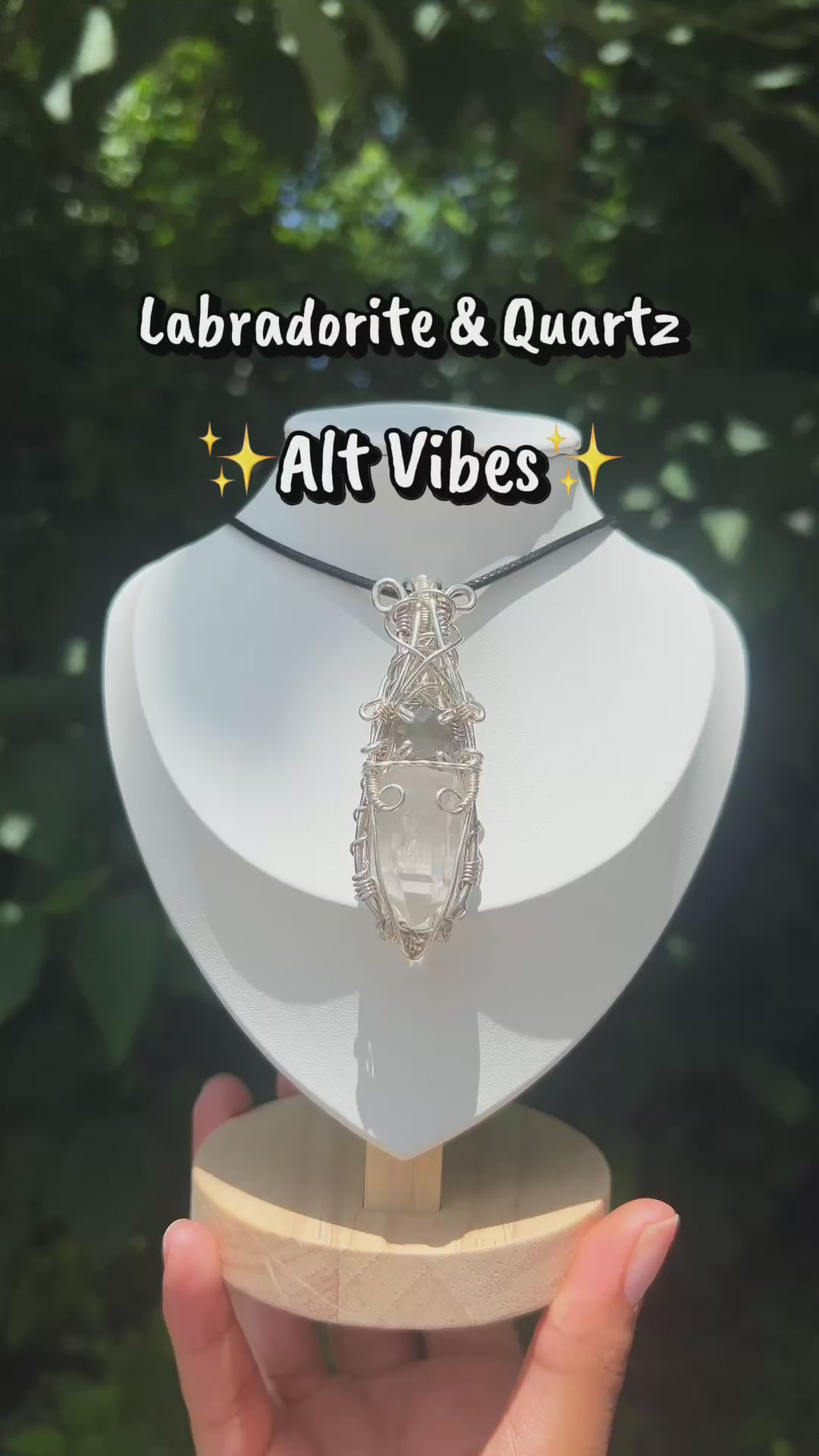 Wire Wrapped Labradorite & Clear Quartz Crystal Pendant Necklace | Handmade Boho Jewelry
